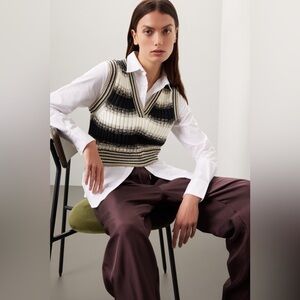 Veronica Beard Floral and Knit Contrast Vest